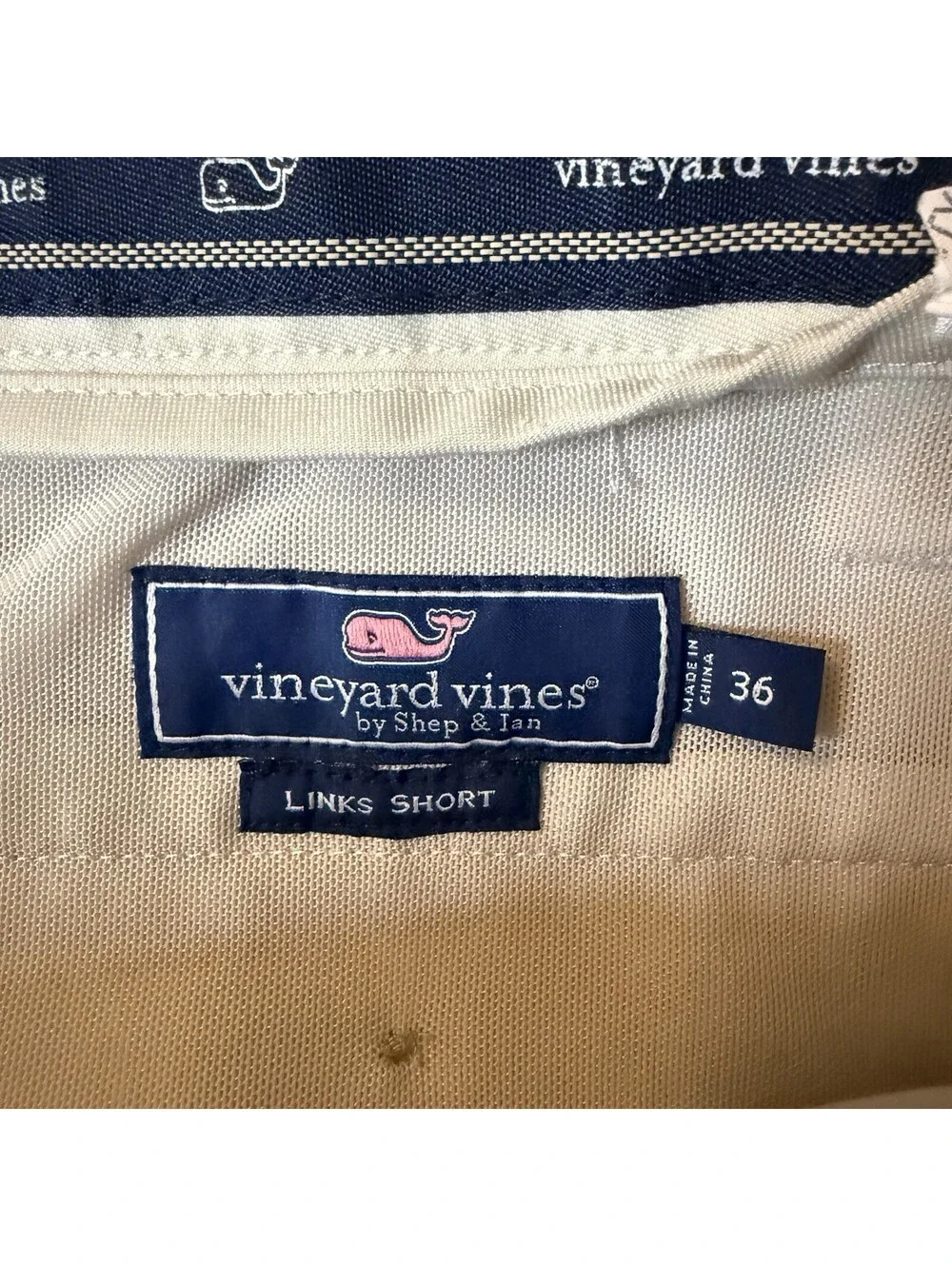 Vineyard Vines Links Shorts Men’s 36 Tan Performance Golf Flat Front Stretch